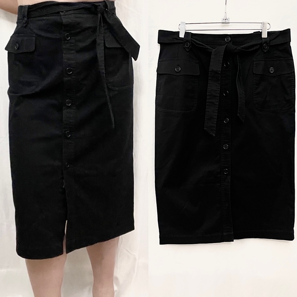 FACONNQBLE 🔆 black front buttons pencil midi skirt
